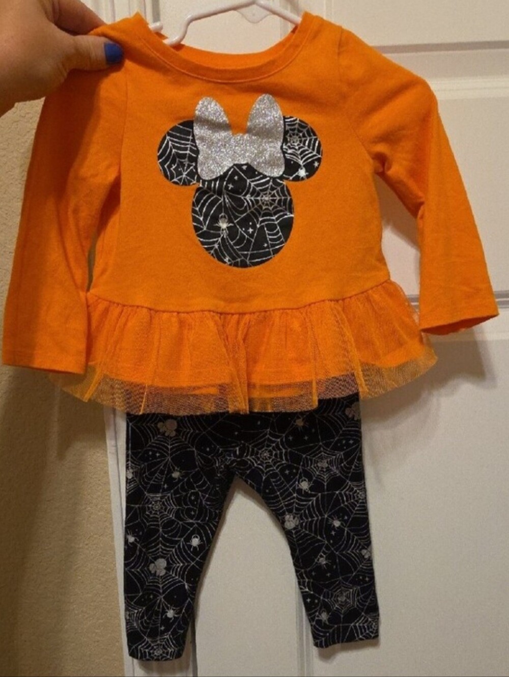 12M Halloween Minnie Mouse Graphic Long-Sleeve Tulle Top - Sparkle Bow